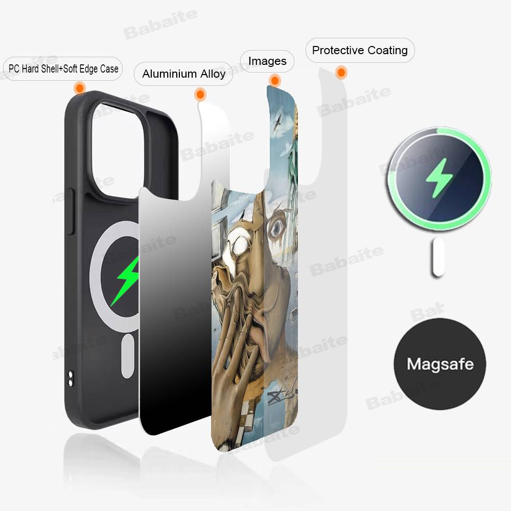 Salvador Dali Art Phone Case Magnetic Case For IPhone 16 14 13 12 11 15 Pro Max Plus For Magsafe Wireless Charge Cover