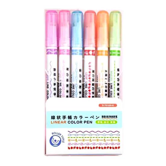 Highlighter Pen Set Wave Flower Border Markers for Journaling Multi-Color Smooth Writing Creative Drawing Tool for Scrapbooking & DIY Crafts