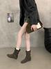 Vintage Pleated Pile Boots Women's Autumn New Belt Buckle Western Cowboy Boots Slim Short Martin Boots