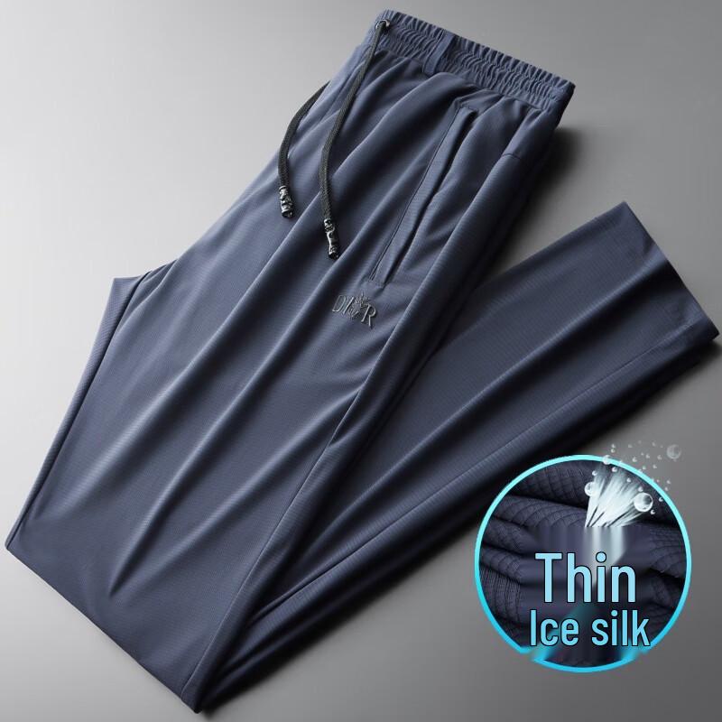 OEING Men's Quick-Dry Ice Silk Casual Sports Pants