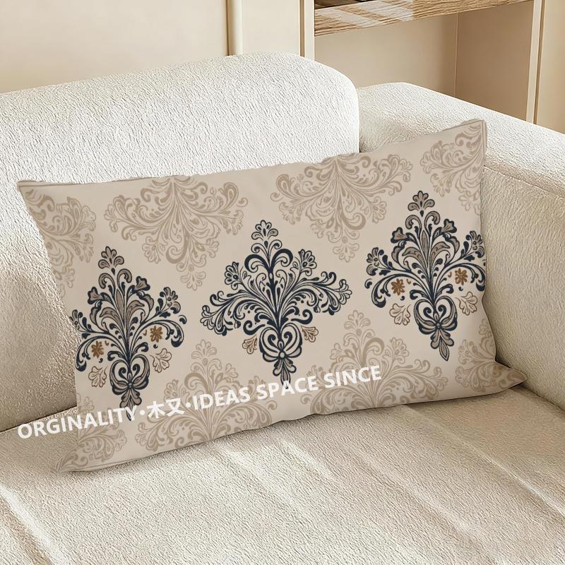 Floral & Damask Patterned Pillowcase Suitable For Sofa Bedroom Car Pillow Cover Cushion Rectangular Back Cushion