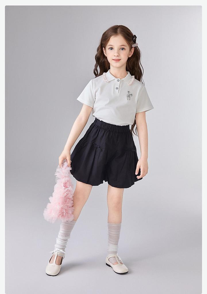 Girls' Casual Pants with Ear Fungus Edge Flower Bud Outer Shorts