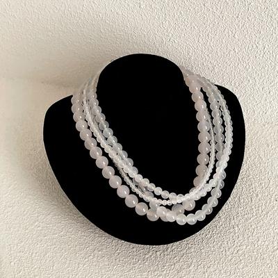 Natural White Agate Beaded Necklace Female Niche Retro High-End Personality Simple And Versatile Temperament Neck Chain Collarbone Chain