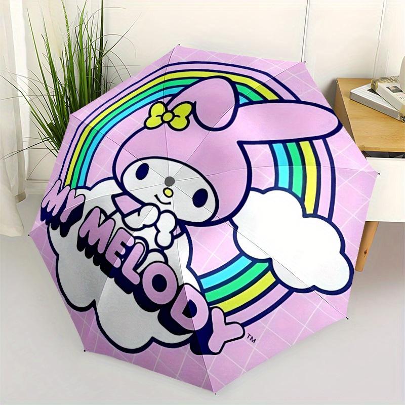My Melody Sanrio Automatic Folding Umbrella with Sturdy Iron Frame, Portable Compact Travel Umbrella All-Season Use Parties 0807040