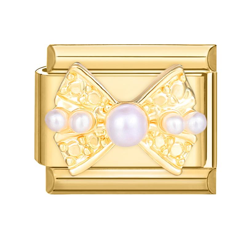 New Y2K Gold Color Butterfly Moon Bow Shell Star Pearl Pendant Italian Charm Link Fit 9mm Stainless Steel Bracelet DIY Making