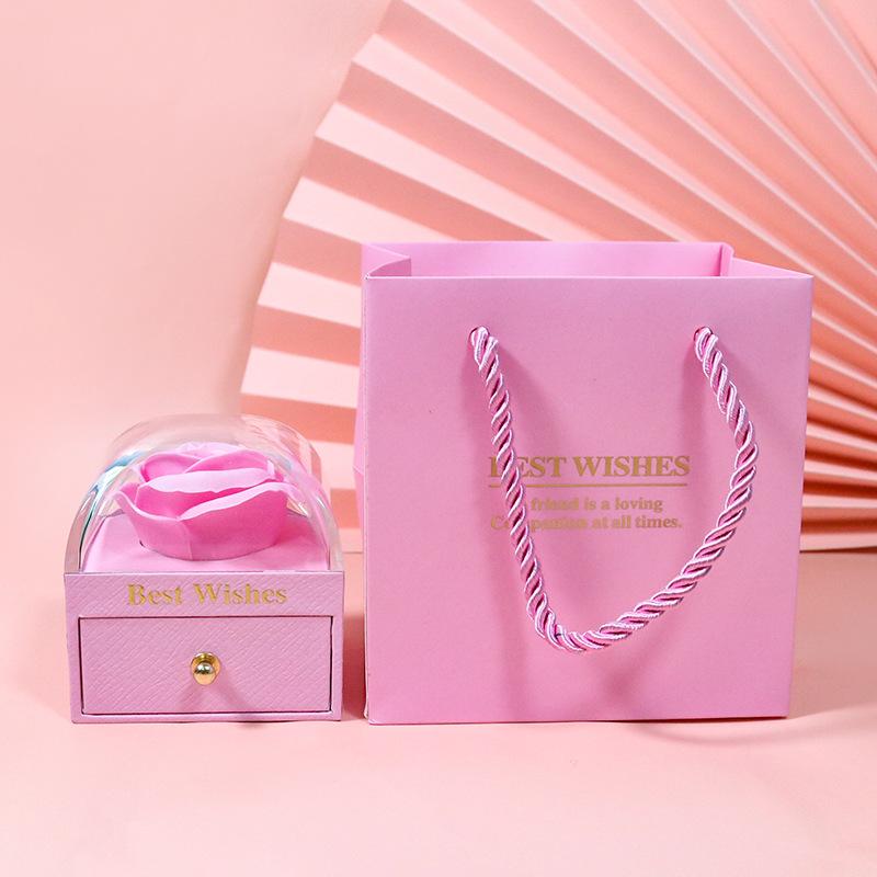 Single Layer Jewelry Box For Soap Flowers Rings Earrings Pendants Necklaces Elegant Storage Organizer Perfect For Gifting And Home Decor