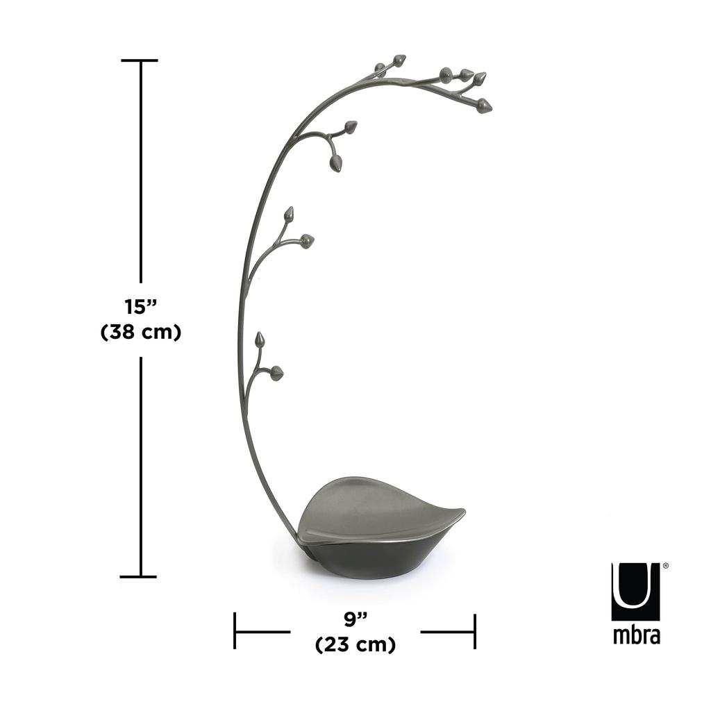 Umbra ORCHID Jewelry Tree, Gunmetal, Jewelry Storage, Stand, and Trinket Box
