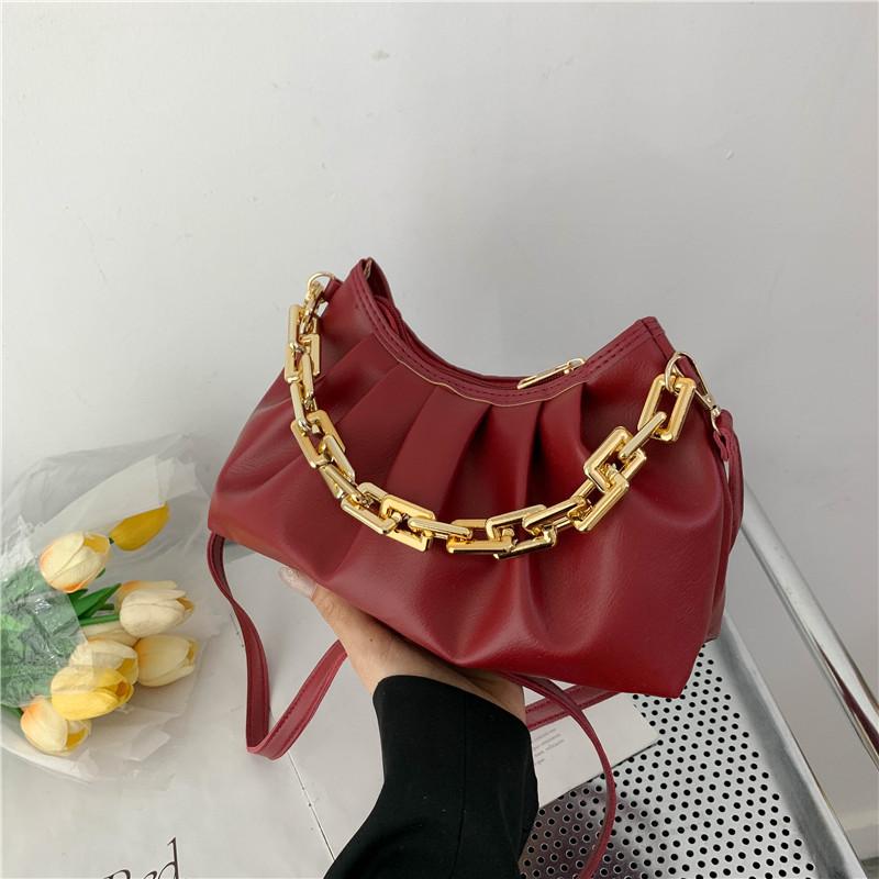 Fashion Trend Gold Chain Shoulder Crossbody Portable Dumpling Bag Versatile Women's Bag