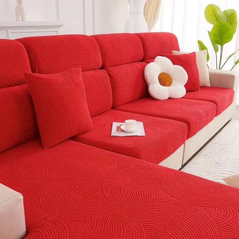 Polar Fleece Geometric Sofa Cushion Covers 1/2/3/4 Seater Elastic Sofa Mattress Corner Couch Armchair Slipcover