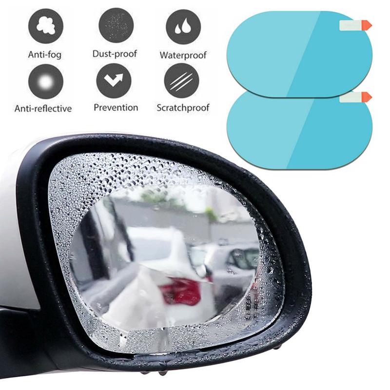 2Pcs Blue Oval Car Anti Fog Rainproof Car Rearview Mirror Protective Film 10x14.5cm Protector Film Auto Accessories Universal