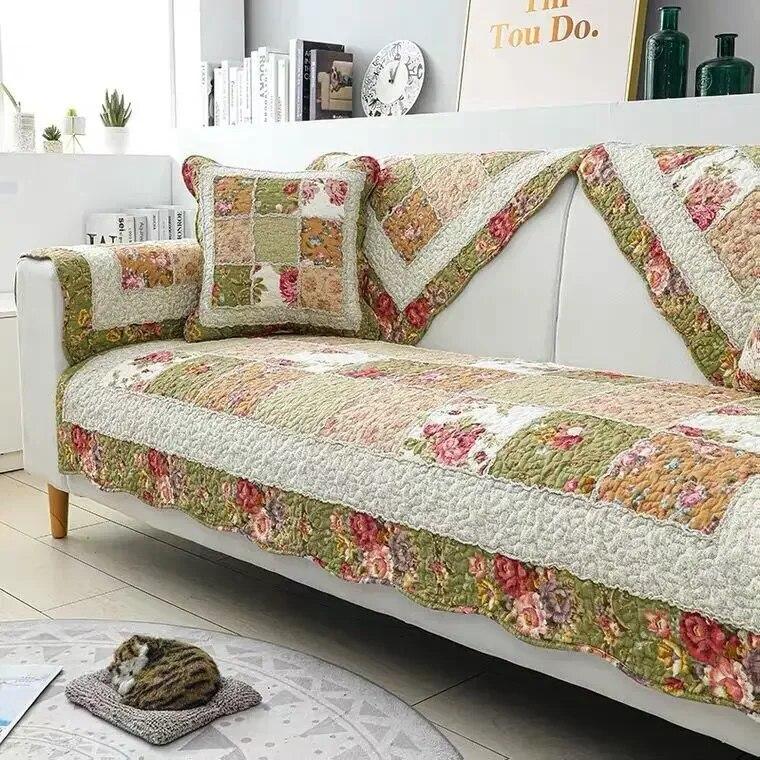 Modular Machine Washable Sofa Mat Hot Selling Anti Slip Minimalist All-season Universal Cushion Pastoral Floral Cushion