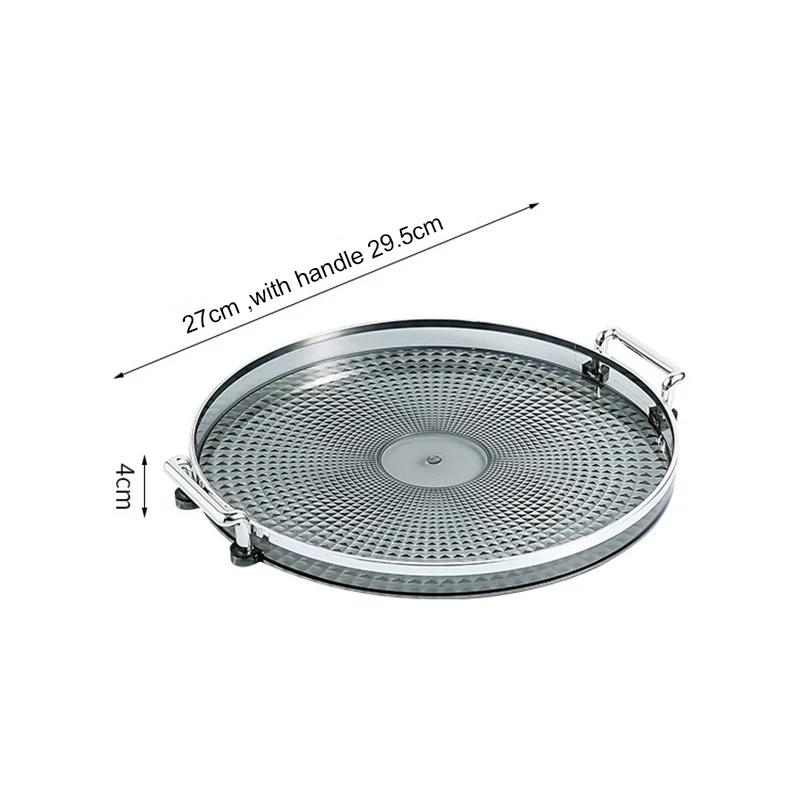 Luxury Storage Tray Round Plastic Serving Tray Kitchen Organizer Food Plate Coffee Table Decor Fruit Dessert Tea Tray Storage