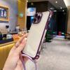 Plating Clear Strap Case For OPPO Realme 13 Pro Plus C55 C53 Reno 12F 12 11F 11 10 8 Crossbody Lanyard Cord 6D Shockproof Cover