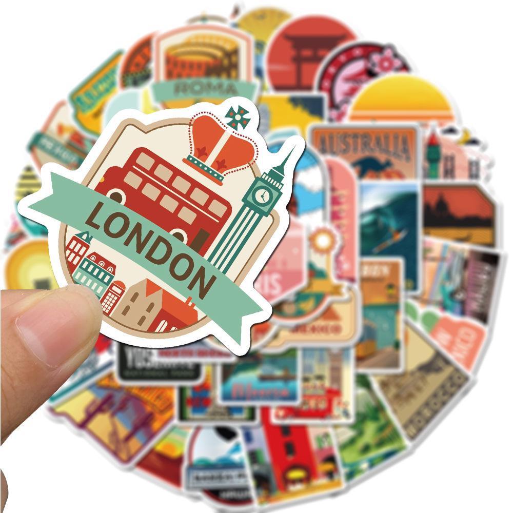 10/50PCS Urban Landscape Sticker Travel Graffiti Stickers Laptop Computer Bicycle Skateboard Suitcase Water Bottle Mobile Phone Kids Adult Sticker