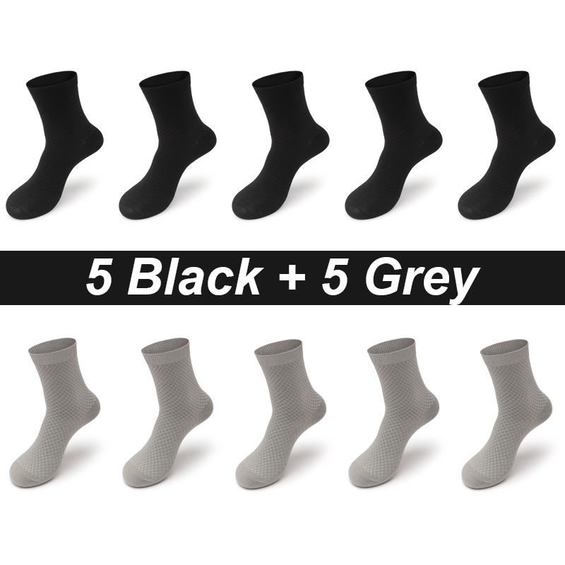 10 Paar Herrensocken aus Bambusfaser, lang, schwarz, Business, weich, atmungsaktiv, neue hochwertige Herbstsocken für Männer, Übergröße EU 38–48