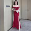 Japanese Style One-Shoulder Spaghetti Strap Dress for Nightclub and Spa