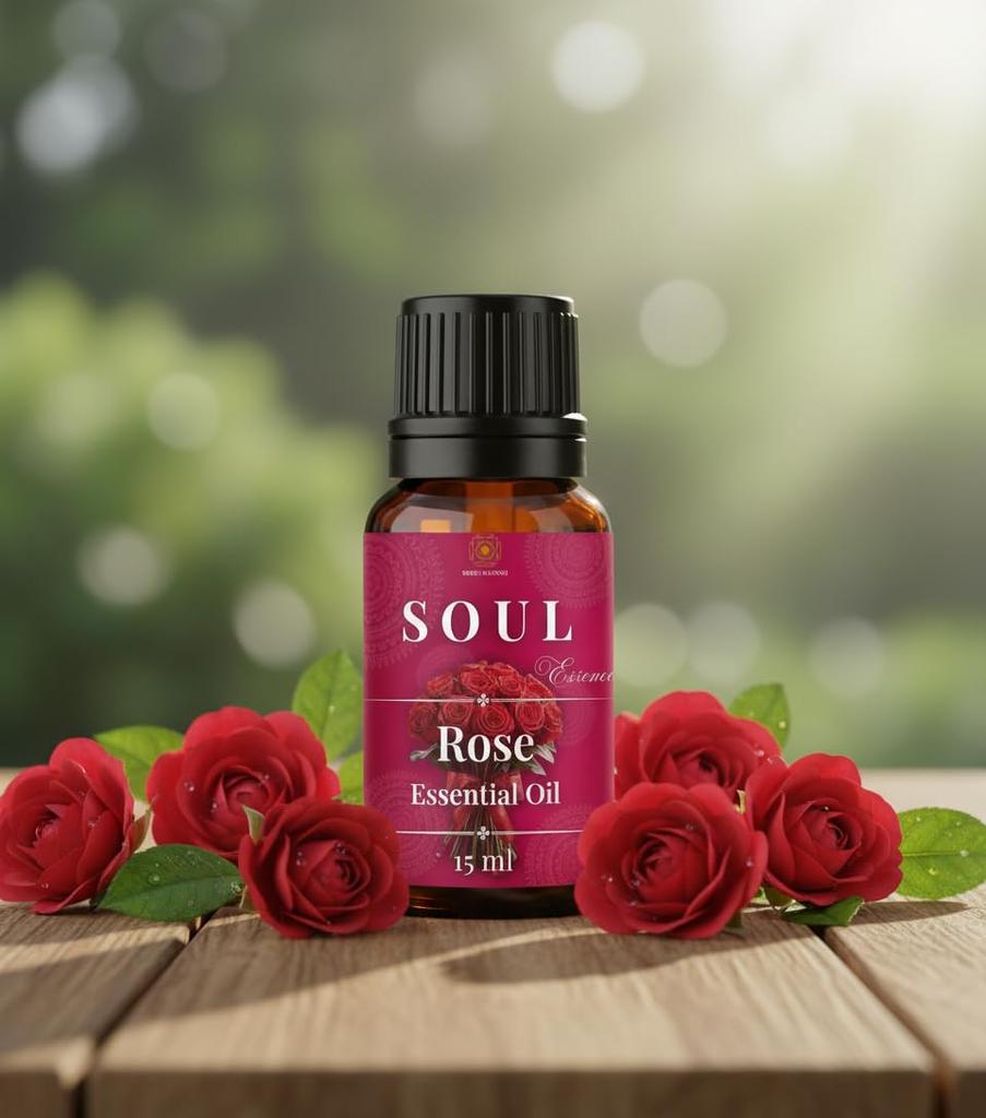 SOUL Rose Essential Oil | Ultra Premium Grade | Yoga, Meditation, Aromatherapy & Stress Relief | 100% Pure & Natural | GMP & ISO 9001 Certif