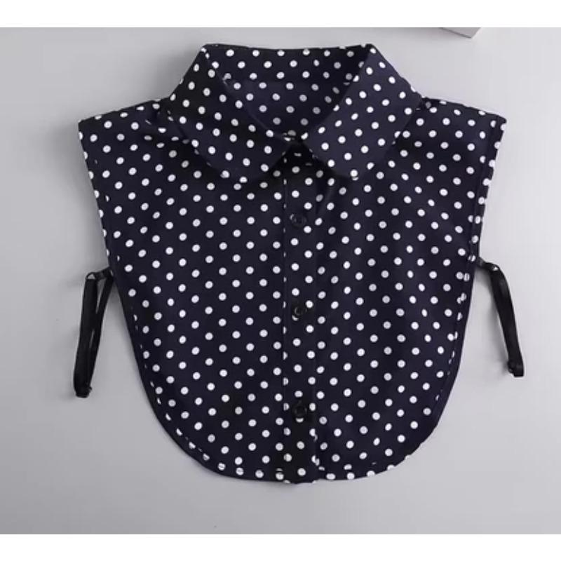 

Cotton Front Tie for Women Polka Dots Fake Collar Laides Lapel Detachable Collar Shirt Female False Collar Necklace Dress Decor