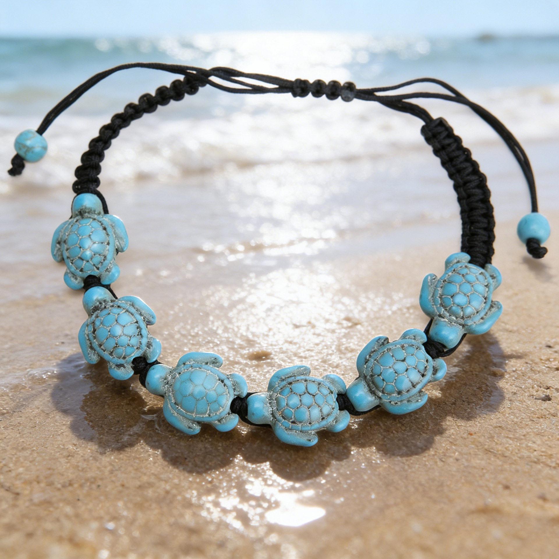 Turquoise Turtle Handmade Woven Bracelet – Sea Turtle Beach Bohemian Style.