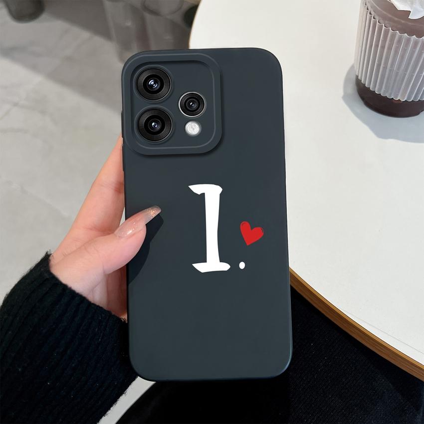 Cute Red Love Heart Letters Pattern Phone Cover For Oppo Reno 15 14 13 12 11 Pro 15F 14F 13F 12F 11F 5G Shockproof Silicone Camera Lens Protector Case