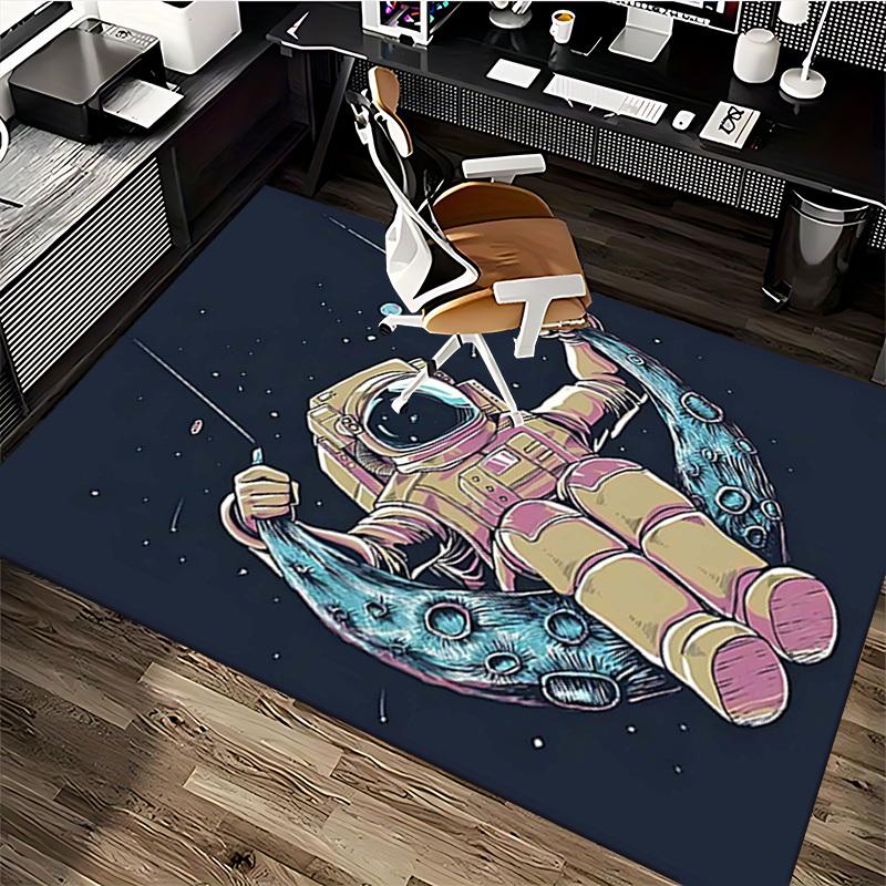 1pc Astronaut Fishing in Space Chair Mat - Office Desk Pad with Octopus Design, Non-Slip Carpet for Home Decor, Suitable for All Seasons and Occasions
