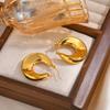 Stainless Steel C-shaped Chunky Hoop Earrings for Women Girls 18k Gold Plated Exquisite Popular Earring Daily Jewelry Gifts
