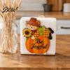 Rustic Pumpkin Maple Leaf Decoration Thanksgiving Solid Wood Napkin Holder, Fall Harvest Gnome Scarecrow Turkey Tissue Rack Dispenser, Waterproof