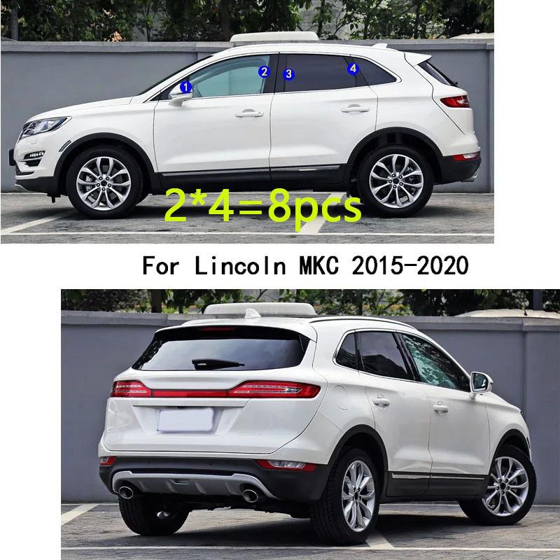Car TPU/Glossy Mirror Pillar Post Cover For Lincoln MKC 2015- Door Trim Window Piano Black Molding Sticker Plate 8pcs