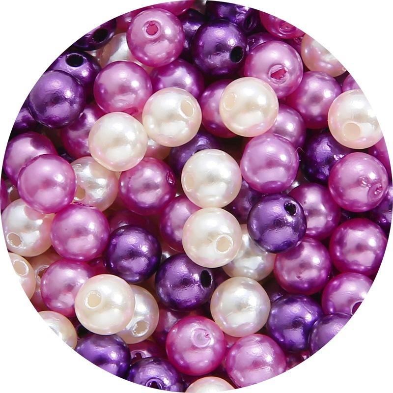 Color Abs Perforated Imitation Pearl Loose Beads Diy Hand-Woven Beaded Bracelet Homemade Jewelry Hair Accessories Material