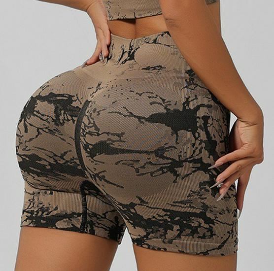 Seamless Quick-Dry Jacquard Yoga Shorts - Peach Enhancing, Fitness Base Layer for Running Medium