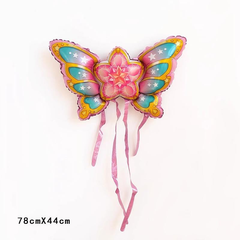 Angel, Fairy, Butterfly Wings, Holding A Stick, Balloon, Girl, Child, Taking Photos, with A Balloon on The Back
