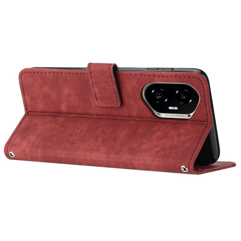 For Honor 300 Case Imprinted Lines Leather Phone Cover Folding Stand