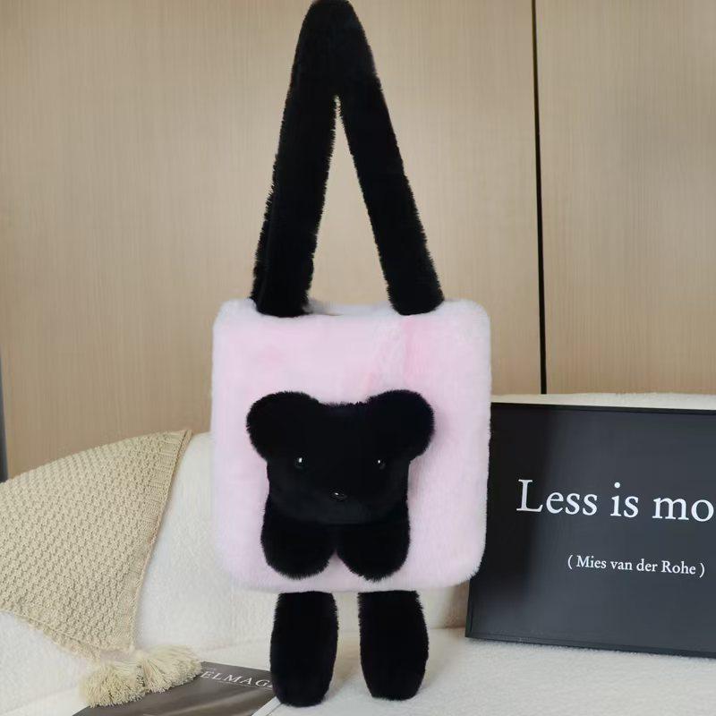 New Fluffy Koala Faux Fur Tote Bag - Large Capacity, High Fashion, Versatile for Autumn/Winter