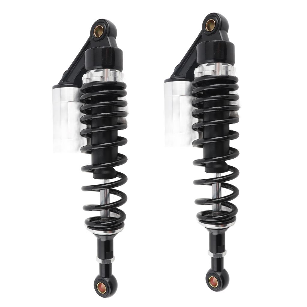 Pair 340mm Motorcycle Shock Absorber Rear Suspension Spring Universal for ATV SUVBlack Silver