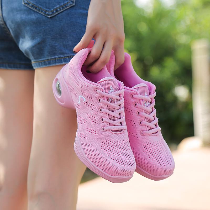 35-41 Modern Dance Shoes for Women, Soft Soled Mesh, Fly Woven Mid Heel Ballet Dance Shoes, Casual Shoes