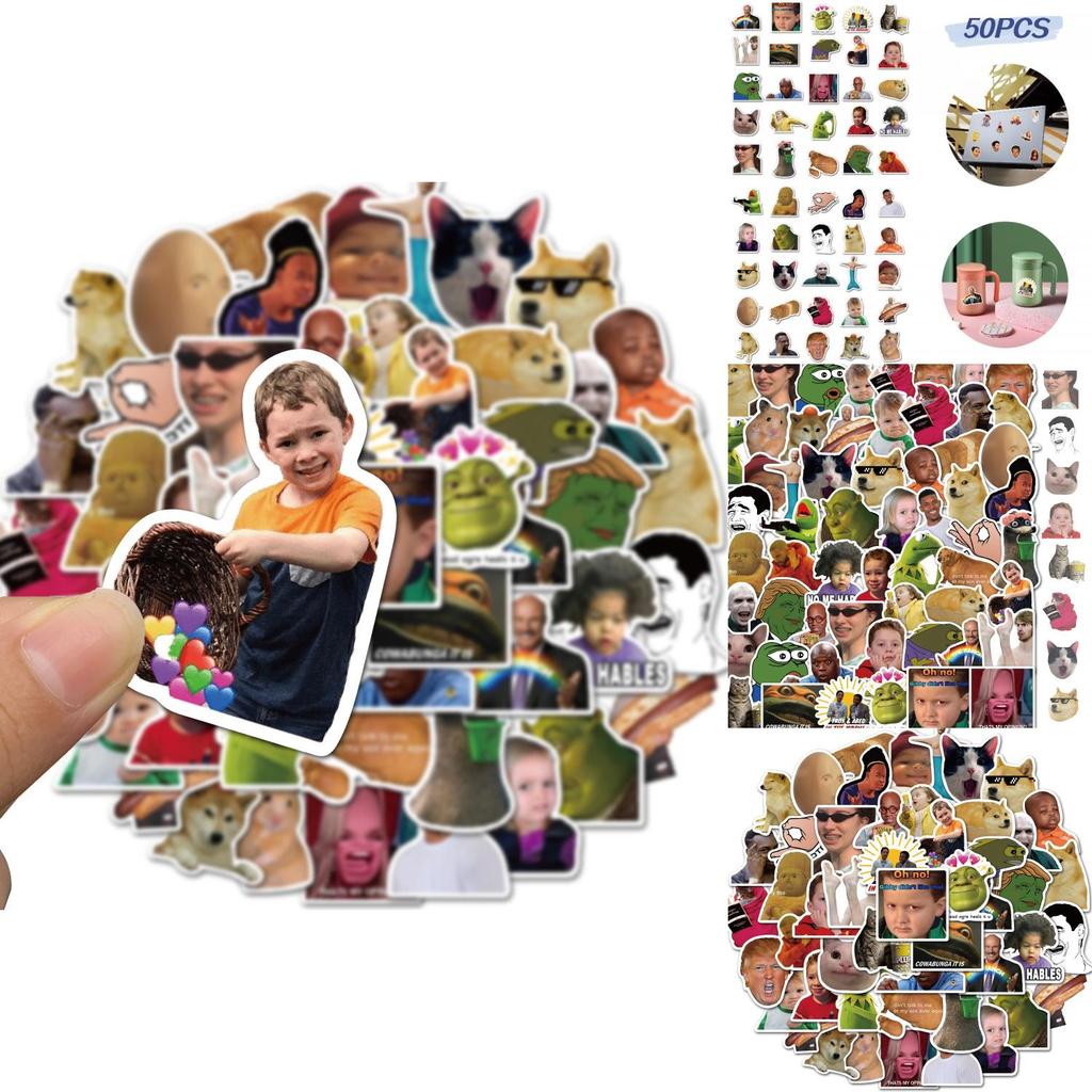 50-teiliges wasserfestes PVC-Aufkleber-Set mit einzigartigen Internet-Promi-Emoticon-Designs