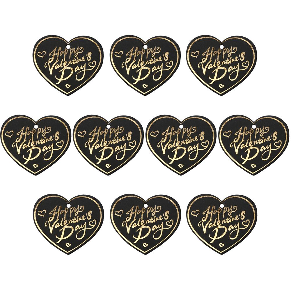 

100 шт. подарочных бирок на День святого Валентина в форме сердца, белые и красные бумажные открытки, бирки, этикетки, упаковка для подарков на вечеринку, украшения своими руками чёрный