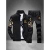 Mens Casual Sportswear Set Long Sleeve Jacket Pants Lightweight Comfortable Fitness Outfit