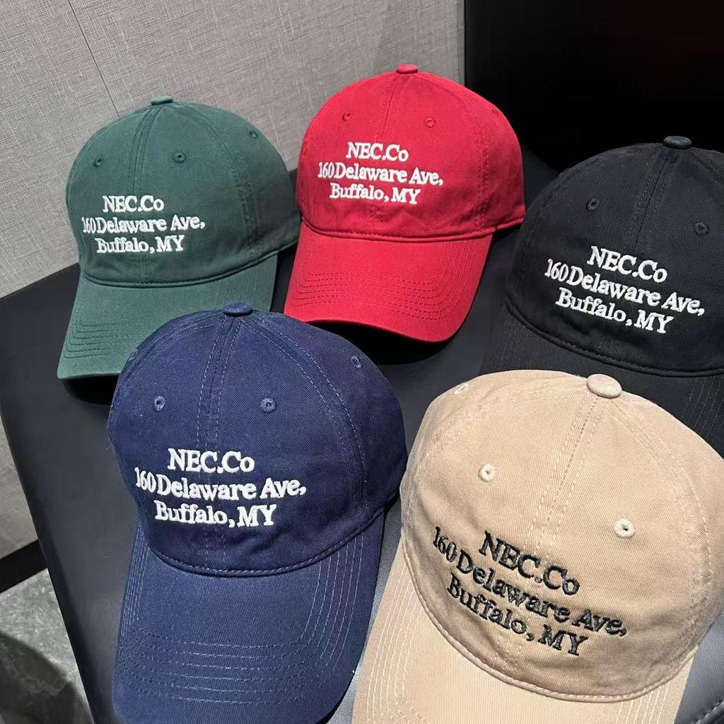Korean Retro American Baseball Cap with Letter Embroidery - Soft, Face-Slimming Duckbill Hat for Men and Women