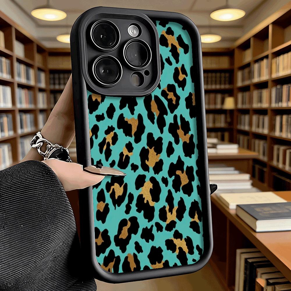 Teal Gold Leopard Print Luxury Anti-Slip TPU Phone Case For Xiaomi Redmi Note 15 14 13 12 11 10 9 Pro Full Protective Cover