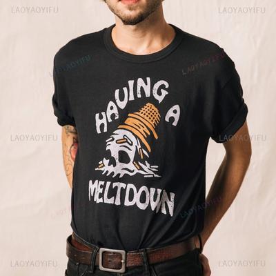 Having A Meltdown Ice Cream Cone Woman Man Printed Tshirt Funny Ice Cream Foodie Cotton Tshirts Hipster Dessert Sprinkles