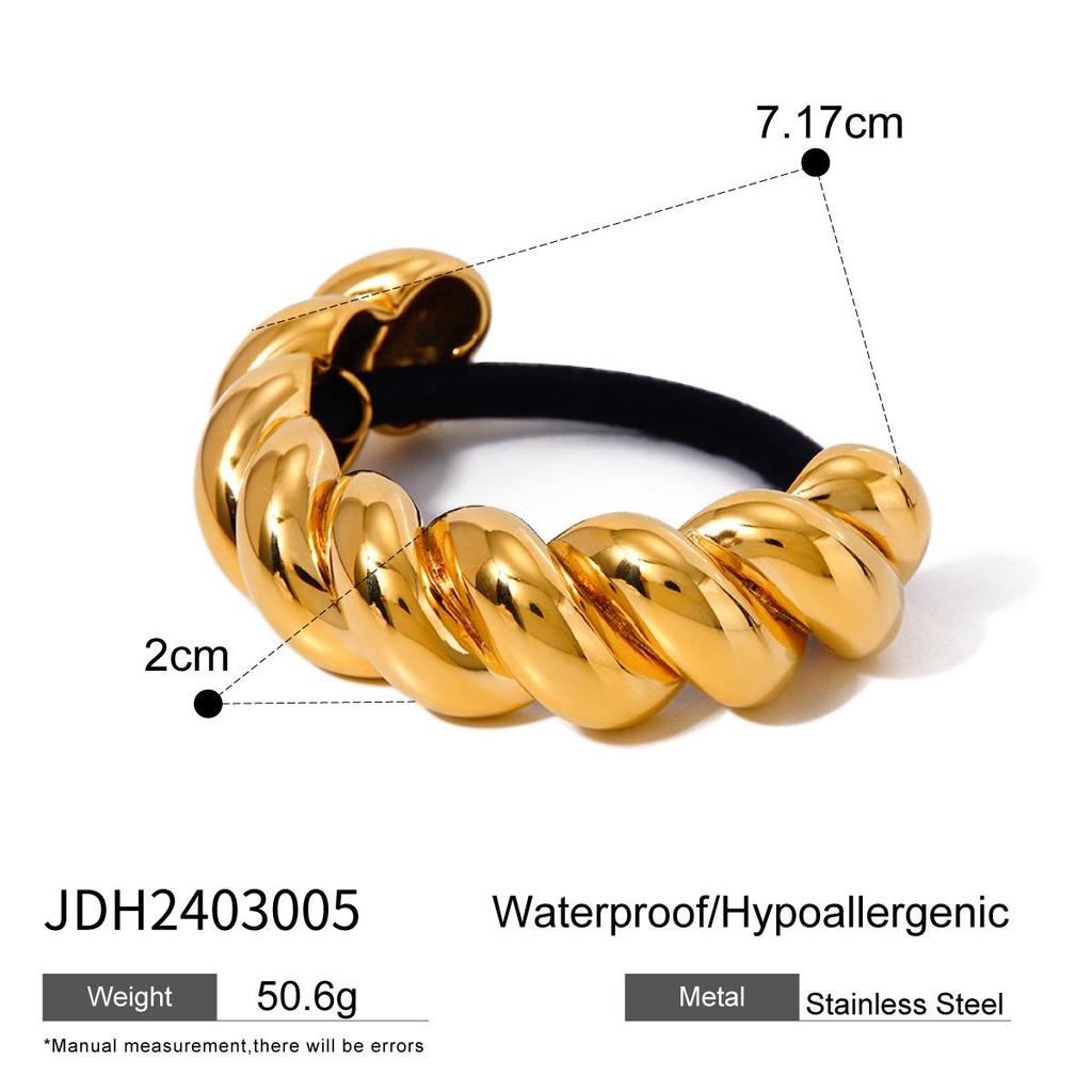 Jieding Stainless Steel Hair Tie: High-end European & American Ponytail Rubber Band with Titanium Steel Headwear.