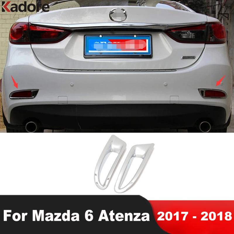 For Mazda 6 Atenza Sedan 2017 2018 Chrome Car Rear Fog Light Lamp Cover Trim Tail Foglight Bezel Garnish Trims Accessories