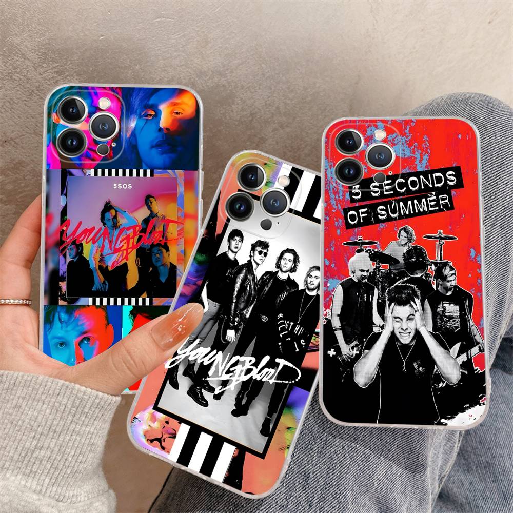 Seconds-of-Summers-5SOS Transparent Case For IPhone 11 12 13 14 15 16 17 Air Pro Max Plus Mini Shockproof Cover