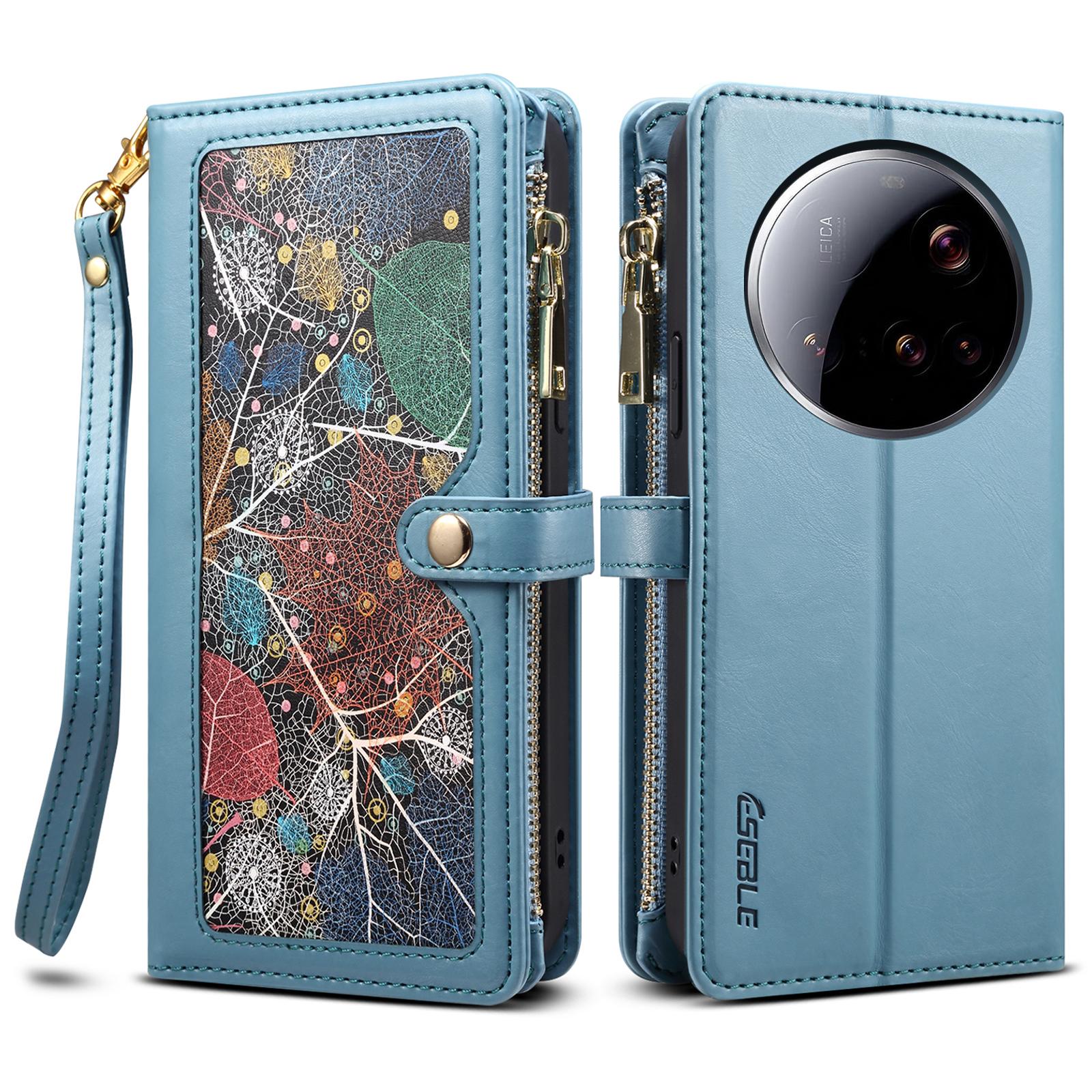 

ESEBLE Galaxy Series For Xiaomi 15 Ultra Case Leather Zipper Phone Cover RFID Blocking Blue