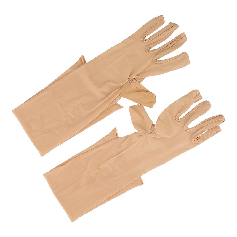1Pair Long Gloves Anti UV Five Finger Gloves Soft Oil Shiny High Elastic Mittens Thin Nylon Breathable Glossy Sun Protection