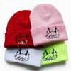 Men's and Women's European and American Autumn and Winter Warm Hats, Cartoon Fox Eye Embroidery Knitted Hats, Student Woolen Hats
