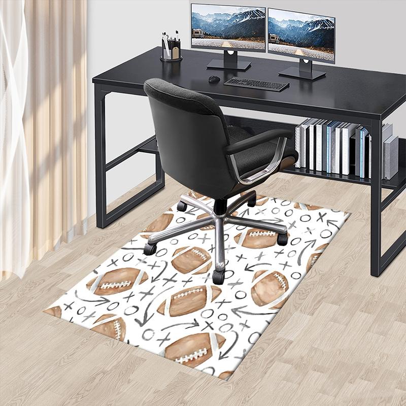 Football Pattern Chair Mat Office Carpet, Oversized Rug for Home Decor, Gift Idea for Football Lovers, Suitable for Bedroom, Living Room