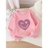Girls' Crewneck Sweatshirt - Heart Joyful Winking Eye Heart Eye Machine Washable, Spring And Autumn