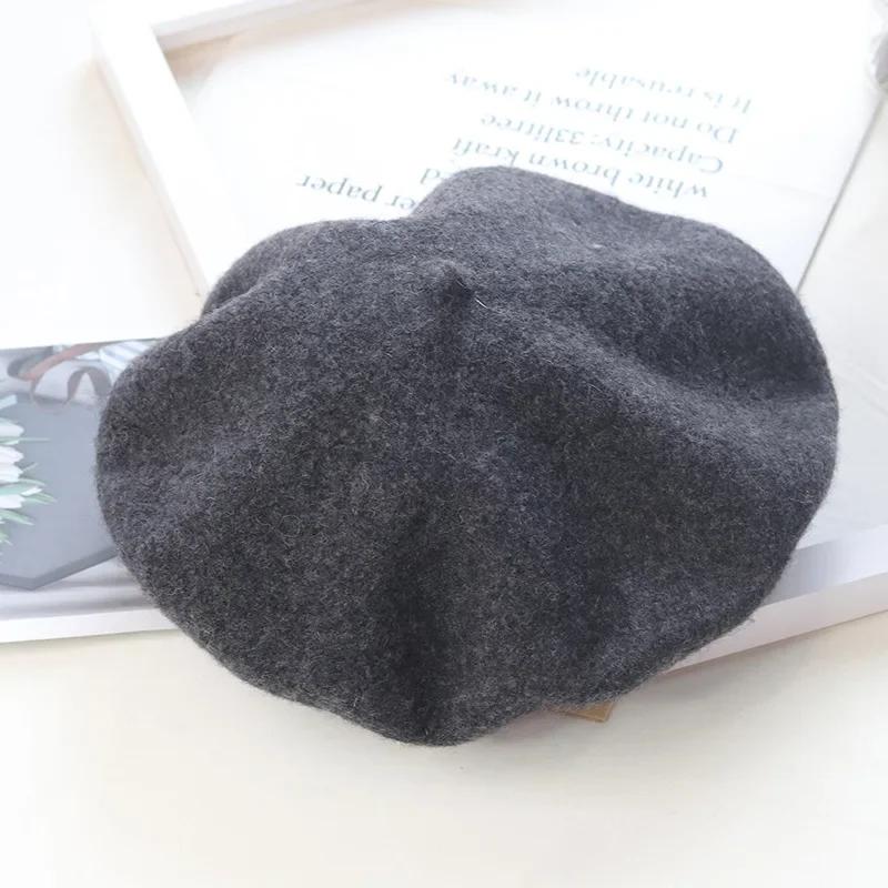 Winter Autumn Wool Thick Berets Artist French Retro Plain Multi-color Women Painter Hat Girls Female Warm Walking Outdoors Caps
